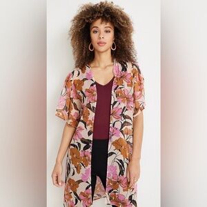 Maurice's floral flutter sleeve kimono size medium
